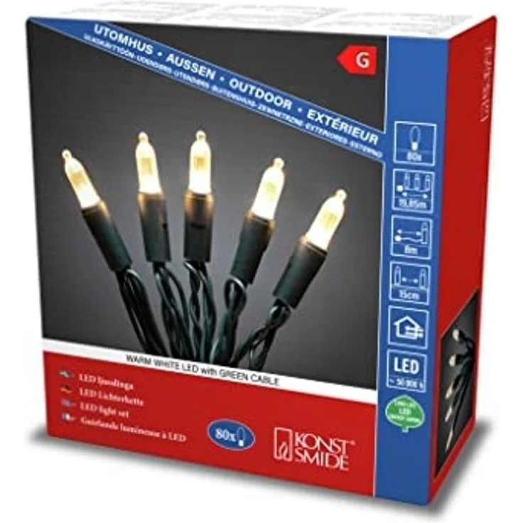 Konstsmide LED Mini-Lichterkette 80er warmweiß (6020-100) – Bild 1