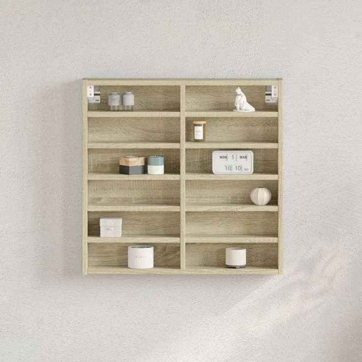 vidaXL Vitrinenschrank Sonoma-Eiche 60x8,5x58 cm Holzwerkstoff 847963 – Bild 1