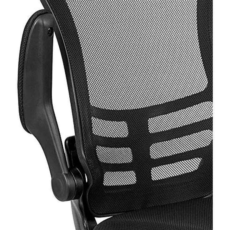 Flash Furniture Empfangsstuhl, Kufengestell, Beistellstuhl mit hochklappbaren Armlehnen, schwarzes Netzmaterial, 1 Stück – Bild 10