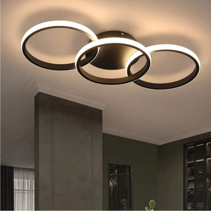 Nettlife LED Deckenleuchte LED-Deckenleuchte mit drei Ringen aus Aluminium, LED fest integriert, warmweiß, Schlafzimmer Küche Flur – Bild 5