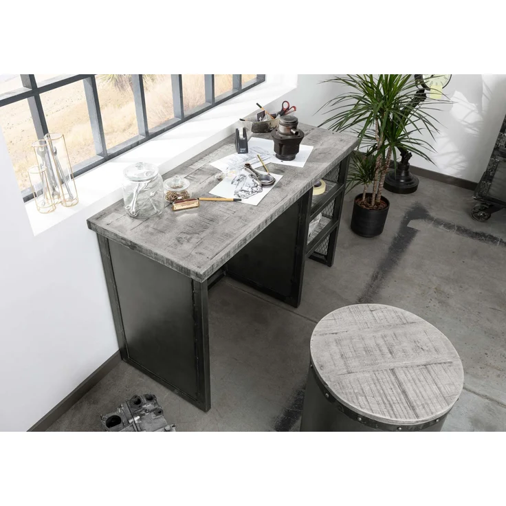 Schreibtisch Mango 122x52x76 grau lackiert HEAVY INDUSTRY #157 – Bild 2