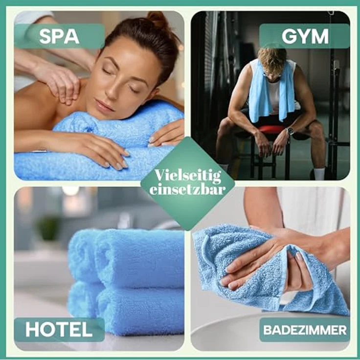 NatureMark 8 Handtücher Set - 100% Baumwolle - Saugfähige und langlebige Handtücher, Größe 50×100 cm, Hellblau – Bild 7