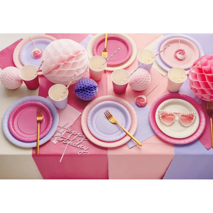 partydeco Pappteller, Pappteller 18cm 6er Set Hellrosa – Bild 2