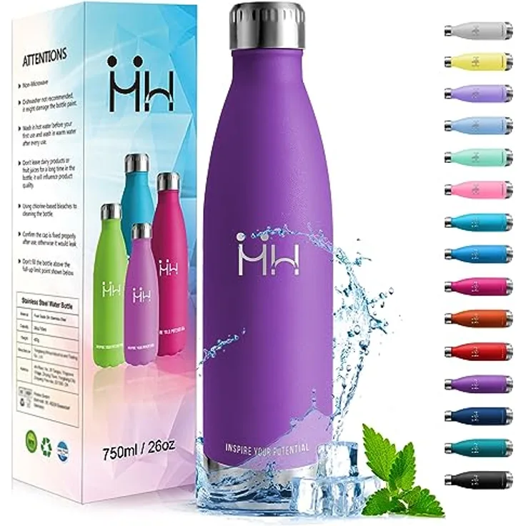 HoneyHolly Trinkflasche Edelstahl - 750ml - Thermosflasche, BPA-Frei, Trinkflasche Sport - Auslaufsicher Wasserflasche,Trinkflasche Kohlensäure Geeignet, Thermoskanne für Fitness, Gym, Fahrrad