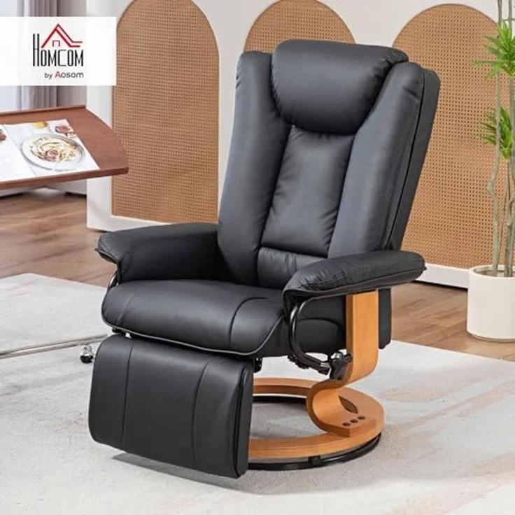 HOMCOM Relaxsessel Modernes Sessel mit Fußstütze (Liegesessel, 1-St, TV-Sessel), für Wohnzimmer, Schlafzimmer, Schwarz – Bild 2