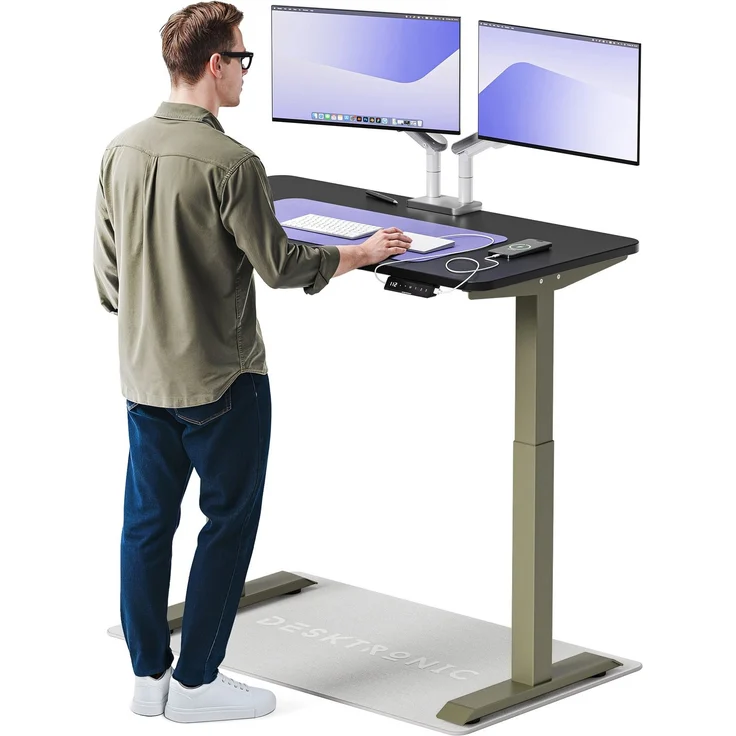 Desktronic HomeOne Elektrisch höhenverstellbarer Schreibtisch 120x60cm Grün/Schwarz mit Memory-Funktion, Anti-Kollisions Technologie, USB-A und USB-C-Ladeanschlüssen – Bild 1