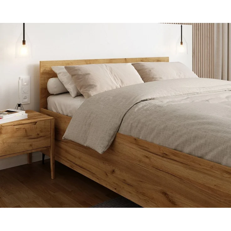thematys Holzbett mit Bettkasten, 180x200cm, Farbe: Natur, Mit 28cm Wende-Taschenfederkern 7-Zonen-H3/H4 mittelfest/hart, mit hydraulischer Klappfunktion, mit Stauraum – Bild 4
