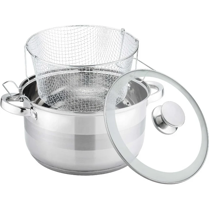 Frittiertopf 6,5L Friteuse Frites Frittierpfanne Fritöse EDELSTAHL Pommestopf Fritteuse Pommes – Bild 6