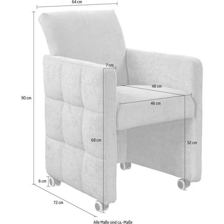 exxpo - sofa fashion Esszimmersessel Barista, Loungesessel auf Rollen mit hoher Bodenfreiheit, Barista Clubsessel auf Rollen mit schmalen Armlehnen, modernes Design – Bild 4