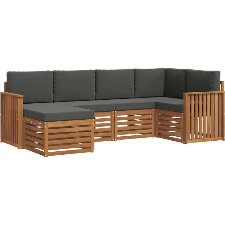vidaXL Outdoor-Sofagarnitur 6 stk. 5-Sitzer Natur und Anthrazit 3375087 – Bild 2