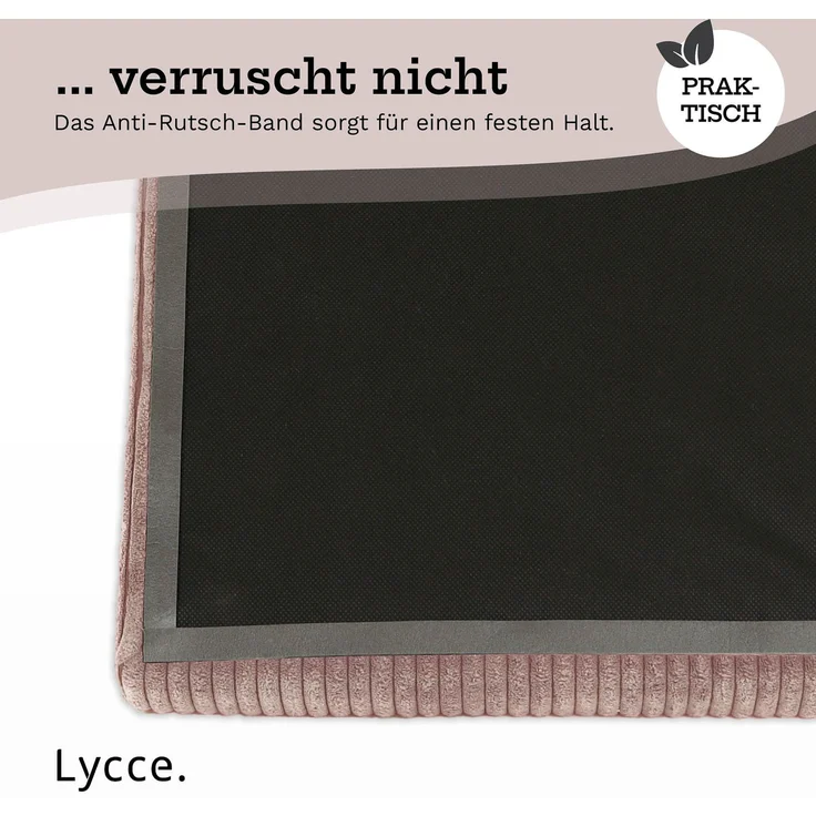 Lycce Bankauflage Klemmkissen mit Leiste - Cord, Polsterung, rutschfest Puderrosa 8x40x38cm – Bild 8
