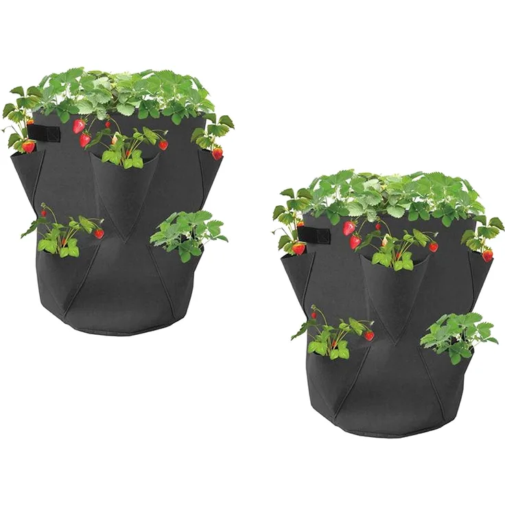 2x Erdbeer Pflanzsack Säulentopf Sack Pflanzturm Kräuter Topf Pflanzsäule Blumen