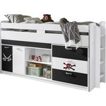 Relita 'Ponny' Stauraum-Hochbett inkl. Rollrost, mit Schreibtisch und 3 Schubladen, 90x200 cm, Pirat