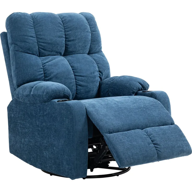 Wohnora-Relaxsessel mit Fußstütze, Liegesessel, drehbar, bis 150 kg, Stahlrahmen, 88x96x108cm, Dunkelblau,H 1080cm x T 880cm x B 960cm,Blau