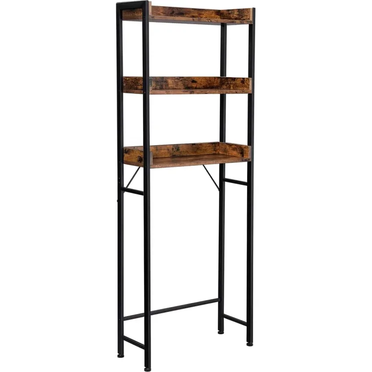 Hansiro Badezimmerregal Standregal 63 x 25 x 165 cm Vintagebraun-Schwarz