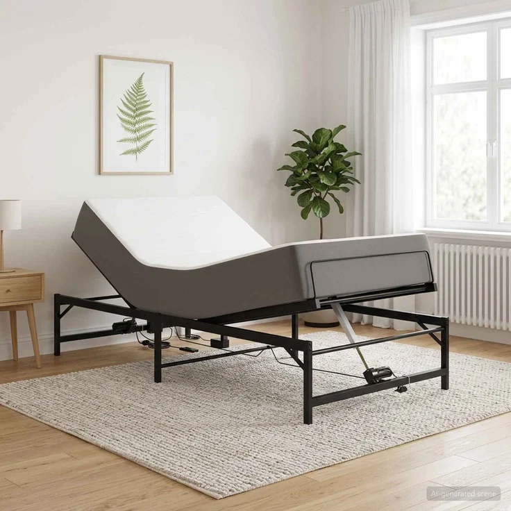 vidaXL Elektrisch verstellbares Bettgestell Schwarz 90 x 200 cm Stahl 42021379 – Bild 1