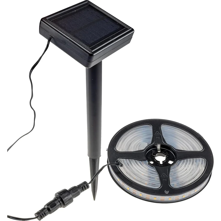 LED Solar Leuchtstreifen 3m Solarleuchte mit Dämmerungssensor Led-Streifen Solarzelle Erdspieß IP44 Aussenbeleuchtung im Silikon Schlauch Licht Warmweiß [Energieklasse A+] – Bild 4