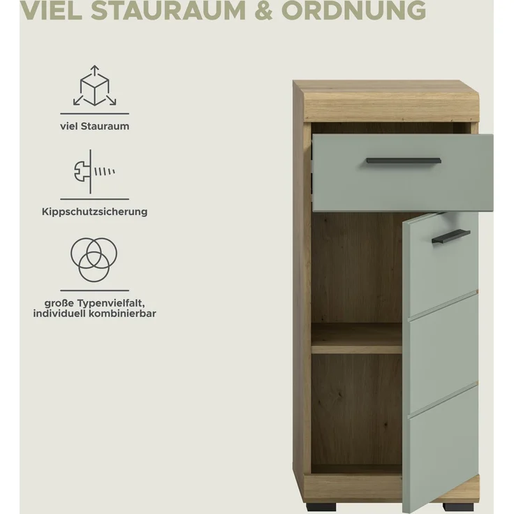 Xonox Scout Standschrank (B/H/T: 37x88x31 cm) in Salbei und Artisan Eiche Nachbildung – Bild 12