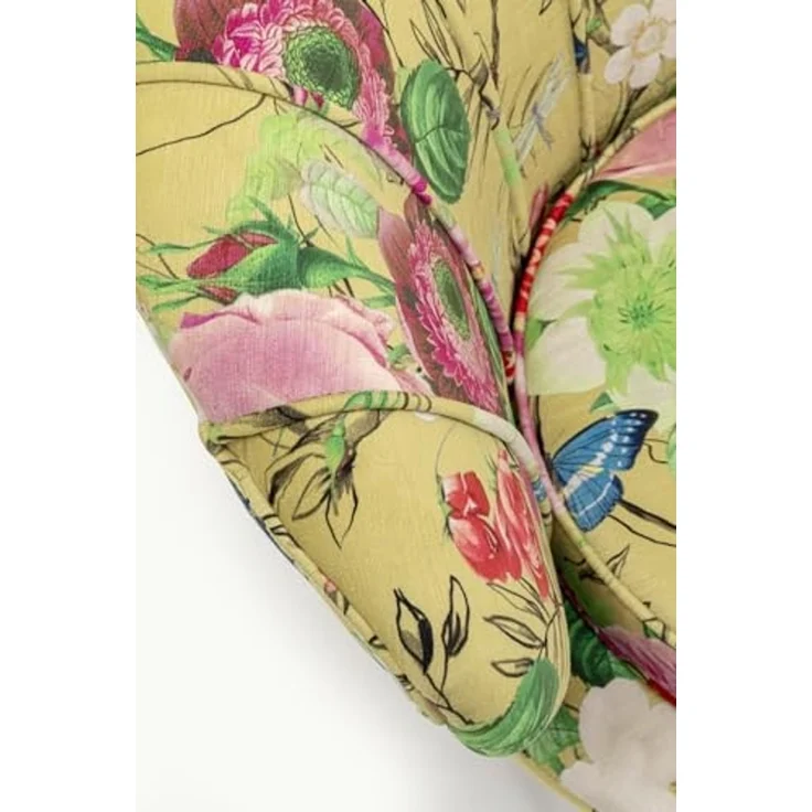 Kare Design Sessel Lily Gold Flower Fever, Gelb, 77 x 85 x 78 cm, Relaxsessel, Blumenmotiv, Samtoptik, Wohnzimmer – Bild 6