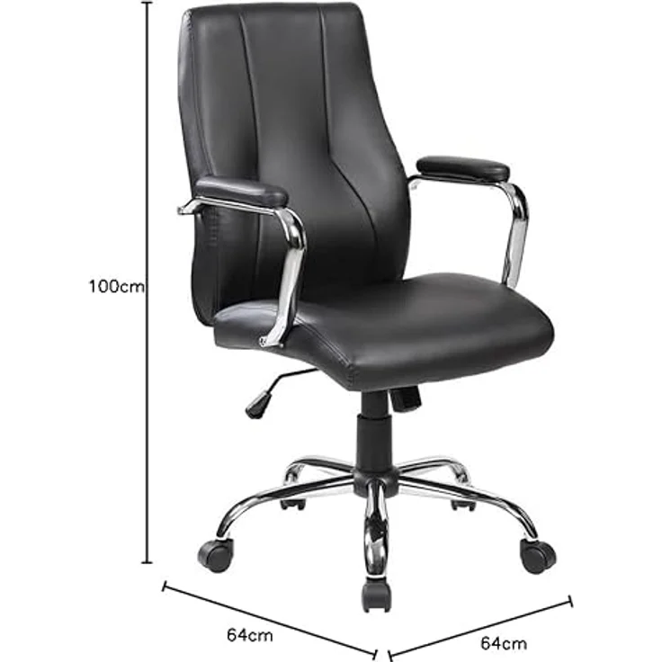 Rocada Ergonomischer Schreibtischstuhl | Bürostuhl | Stuhl mit Rollen und Armlehnen | Verstellbarer Stuhl | Schwarz – Bild 3
