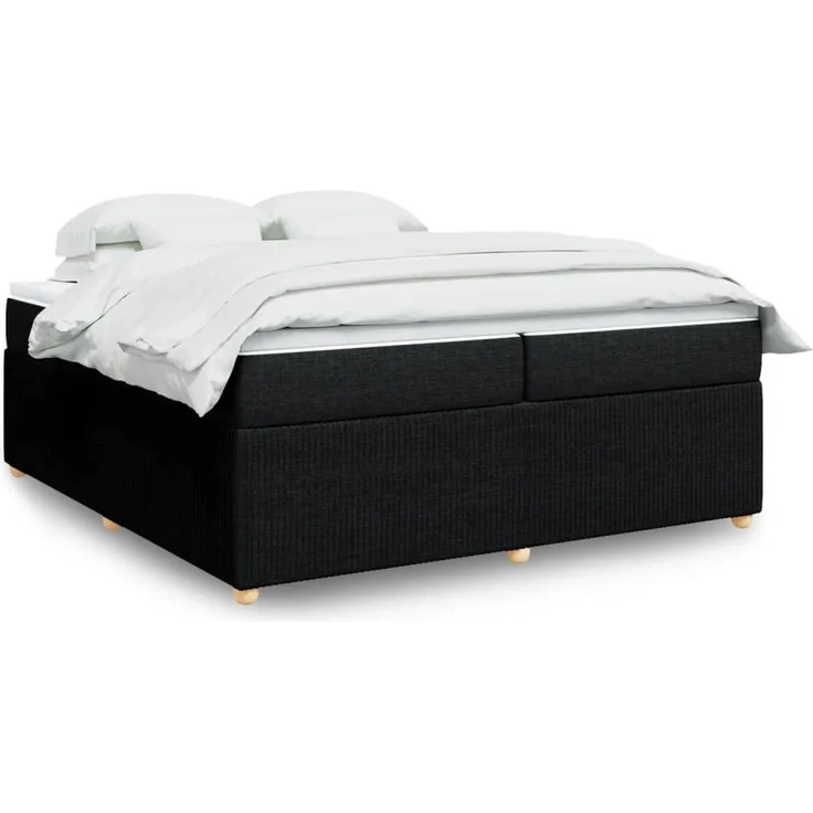 vidaXL Boxspringbett mit Matratze Schwarz 200x200 cm Stoff 3285597 – Bild 1