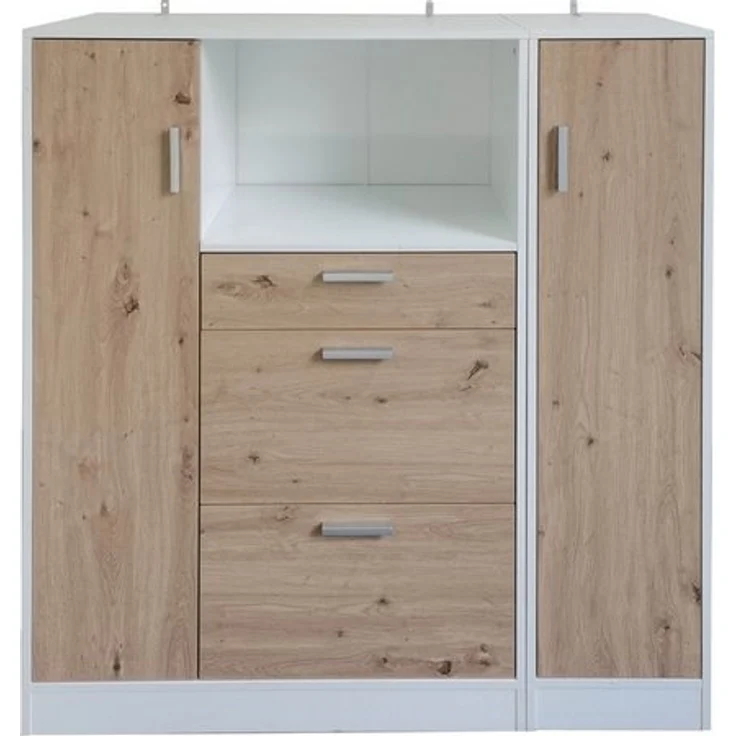 HTI-Line Küchenbuffet Küchenschrank Kombi L und S Blanca (Set, 2-St, 1x Küchenschrank Kombi L Blanca, 1x Küchenschrank Kombi S Blanca) Küchenbuffet Mehrzweckschrank Mikrowellenschrank – Bild 3