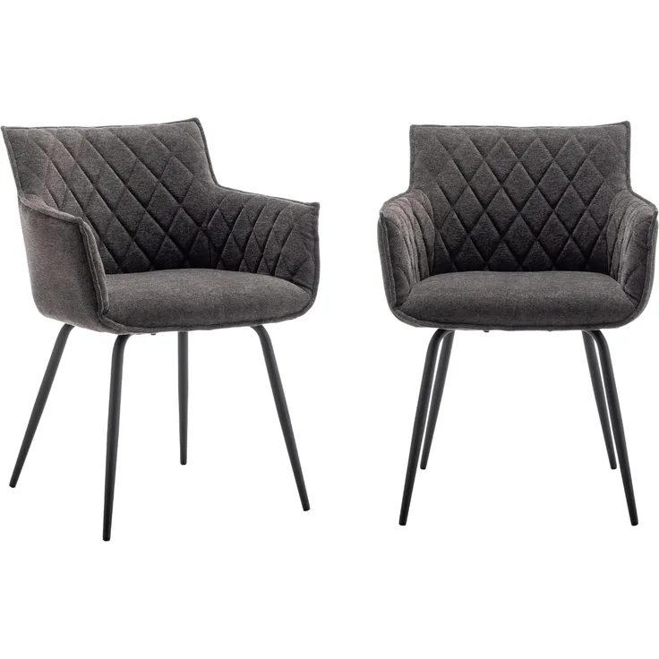 Calicosy 2er-Set Esszimmerstühle L58 cm - CAPITAN - Dunkelgrau