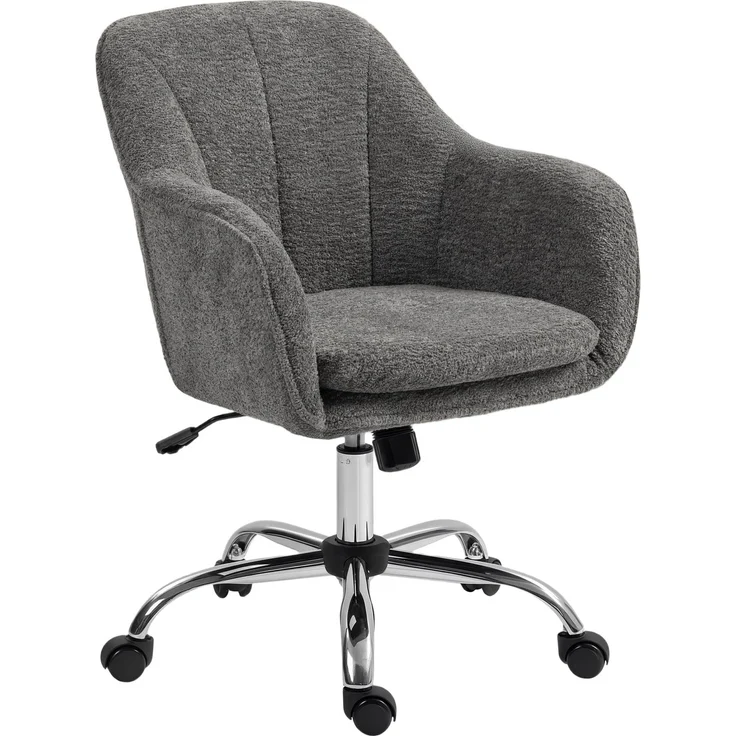 MELAYR, Home-Office Schreibtischstuhl mit Schaukel- und Drehfunktion, 64 x 63 x 96 cm, Grau – Bild 2