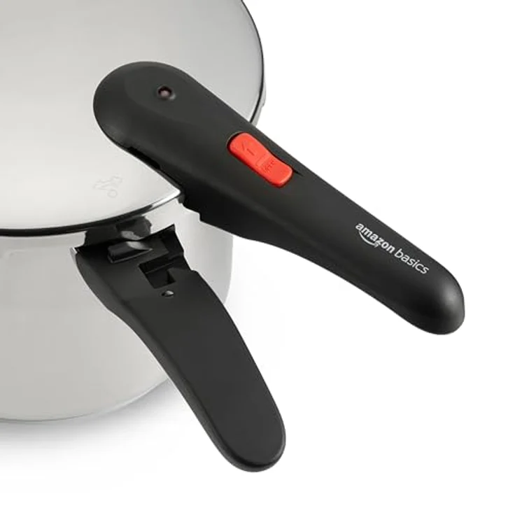 Amazon Basics Schnellkochtopf aus Edelstahl - mit Dampfgarer, induktionsgeeignet - 6 Liter, Silber – Bild 3