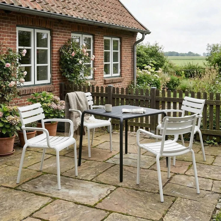 CLP 6er Set Gartenstühle Paris wetterfeste Kunststoffstühle stapelbar bis 160 kg,weiß – Bild 3