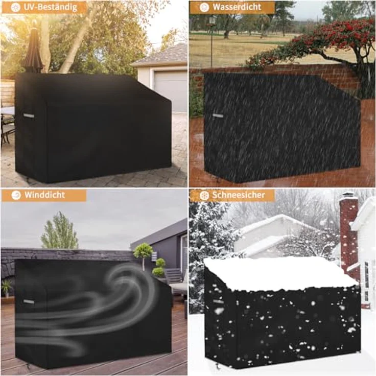 Dokon 2 Sitzer Gartenbank Abdeckung, wasserdicht und winddicht aus robustem Oxford-Gewebe mit Belüftungsöffnungen, Schwarz, 134x66x63/89cm – Bild 3