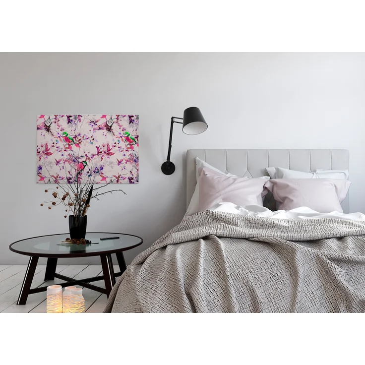 Vögel Leinwandbild Rosa Blau 90x60 DD120350 Keilrahmenbild Wandbild Leinwand – Bild 3