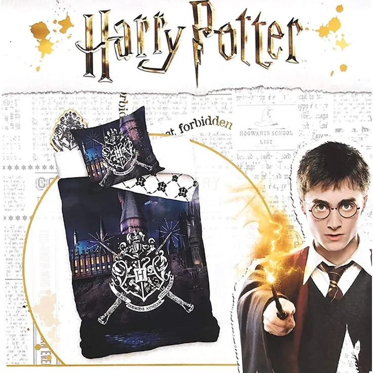 BERONAGE Kinderbettwäsche Harry Potter Magic Wands Bettwäsche Linon / Renforcé 924, 100% Baumwolle, 2 teilig, 135x200 + 80x80 cm mit Reißverschluss – Bild 3
