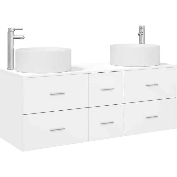 vidaXL Badezimmerschrank-Set 3 stk. Weiß 129 x 44,5 x 80 cm 3405955 – Bild 2