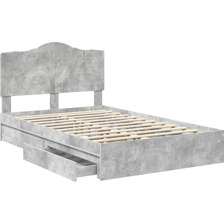 vidaXL Aufbewahrungsbett Beton Grau 135 x 190 cm Holzwerkstoff 3413516 – Bild 4