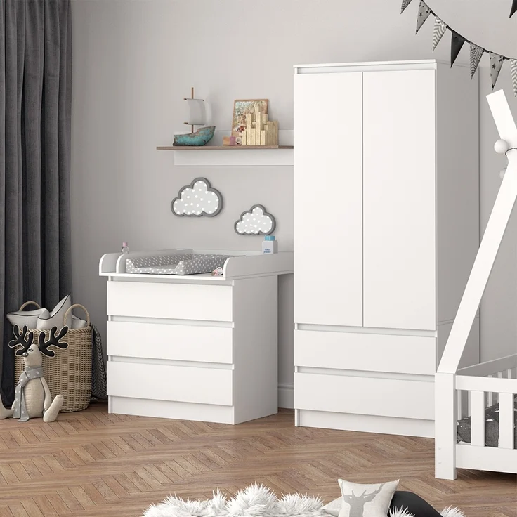 Wickelkommode Emma Weiß 80 x 87 cm mit 3 Schubladen Vicco – Bild 4