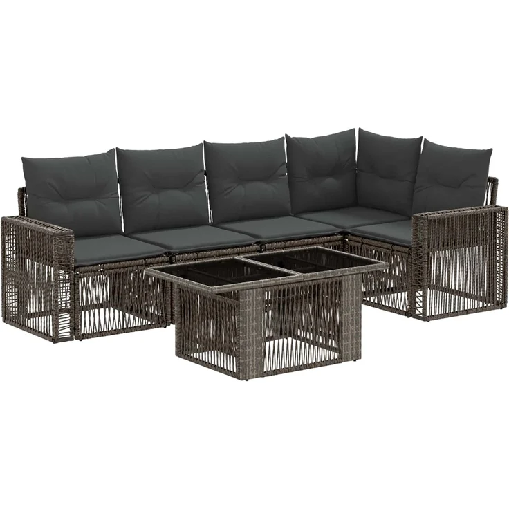 vidaXL Gartensofa-set 6 stk. Grau und Dunkelgrau 100 x 55 x 73 cm 3436790 – Bild 2