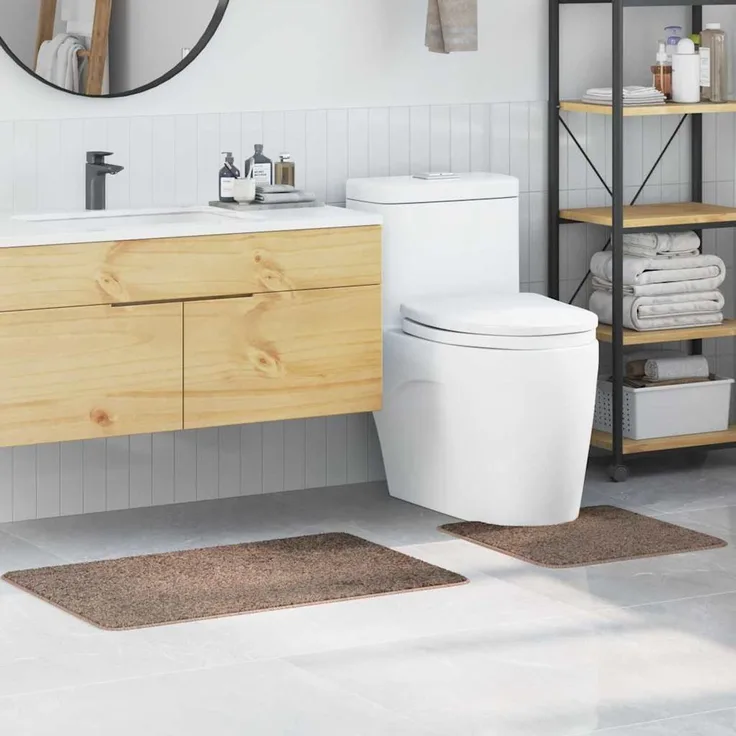 vidaXL Anti-Rutsch Badematten-Set 2 pcs Braun PP 4019857