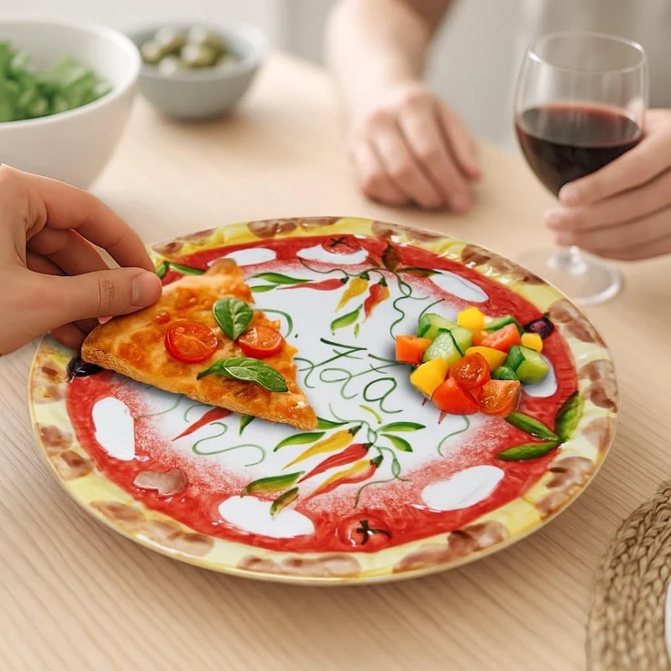 Lashuma Pizzateller Pepperoni, (1 St), Keramik Anrichteteller Ø 33 cm handgemacht – Bild 6