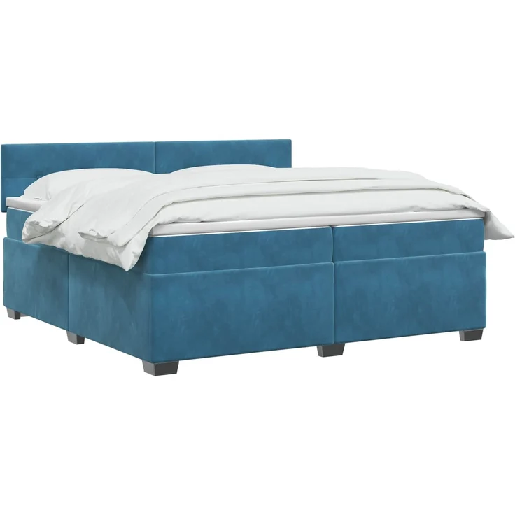 vidaXL Boxspringbett mit Matratze Dunkelblau 200 x 200 cm Samt 3450786 – Bild 3