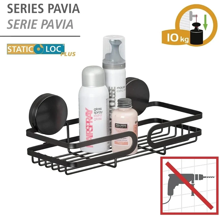 WENKO Duschablage Static-Loc® Plus Pavia, Badezimmer-Ablage, Befestigen ohne bohren – Bild 4