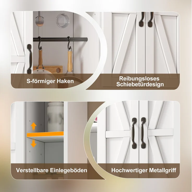 Wandschrank 80x31x76 cm mit Schiebetüren und verstellbaren Einlegeböden aus MDF – Bild 9