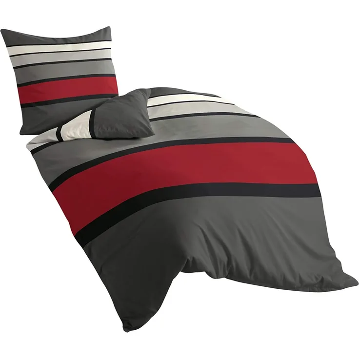Bierbaum Bettwäsche 4757, Mako-Satin, Designed in Germany, rot 63, 155x220 + 80x80 cm, Komfortgröße