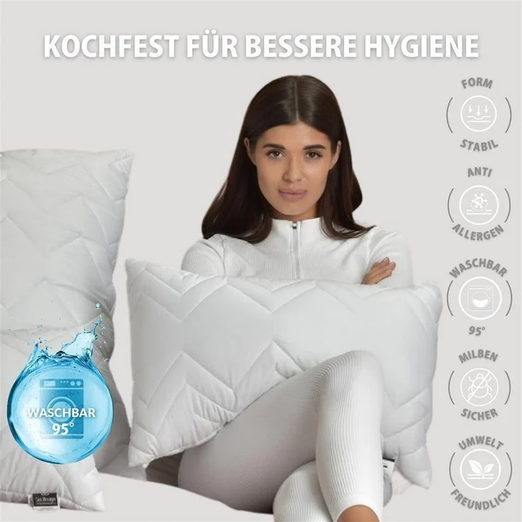SEI Design Microfaserkissen Mikrofaser 80x80 - NORDIC Collection, Füllung: Polyester, Bezug: Microfaser, Seitenschläfer, Rückenschläfer, Bauchschläfer, 95°C waschbar – Bild 3