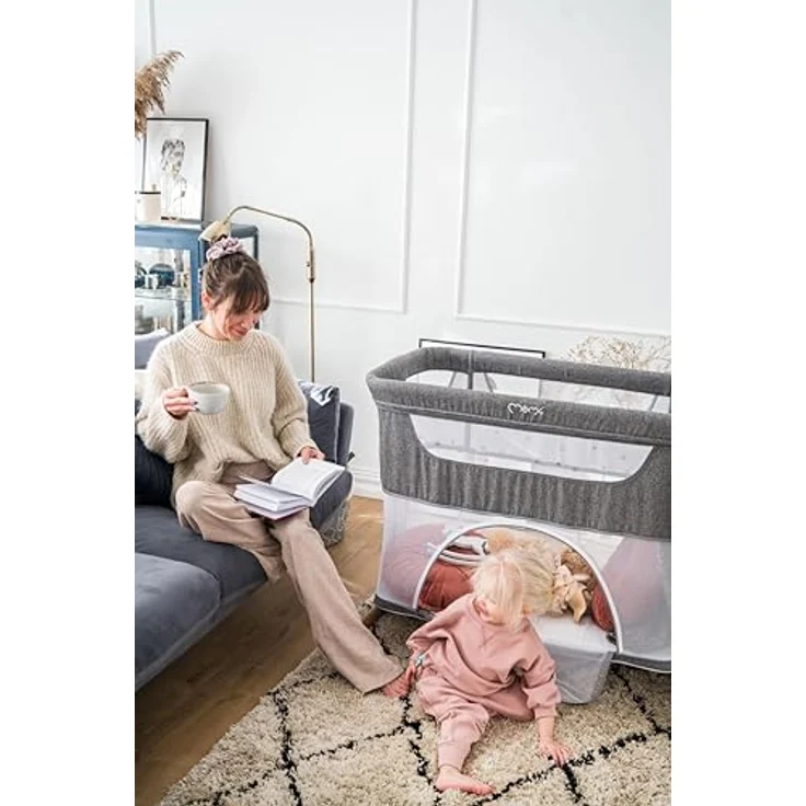 Momi SMARTBED 4-in-1 Kinderbeistellbetten bis 15 kg, Beistellbett für Babys mit Matratze, Höhenverstellbar – Bild 12