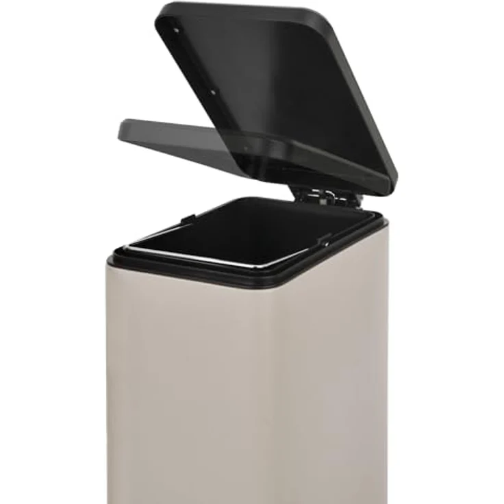 SVITA Mülleimer STM15, Edelstahl Treteimer 15L mit Soft-Close & Inneneimer, pulverbeschichtet in Taupe – Bild 5