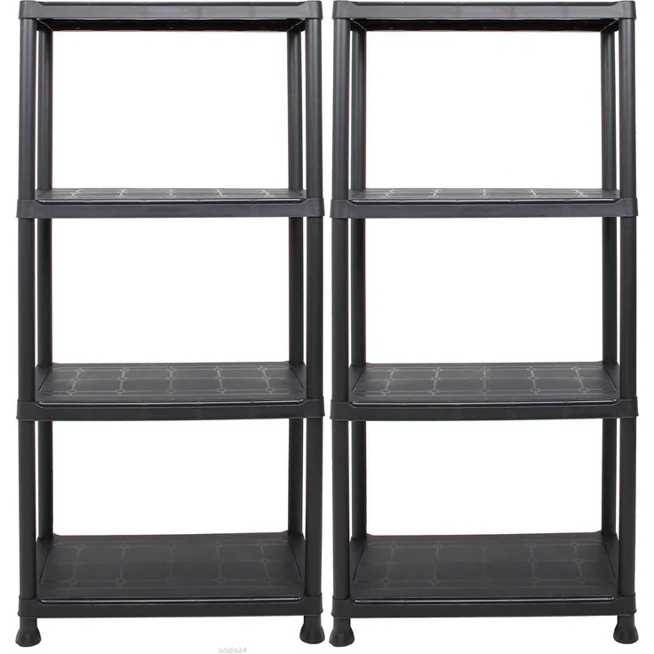 ONDIS24 Steckregal 2x Kunststoffregal, 60 x 30 x 135 (H) cm, 4 Böden, Schwerlastregal, bis zu 80 kg, Regal, Lagerregal - Doppelpack – Bild 1