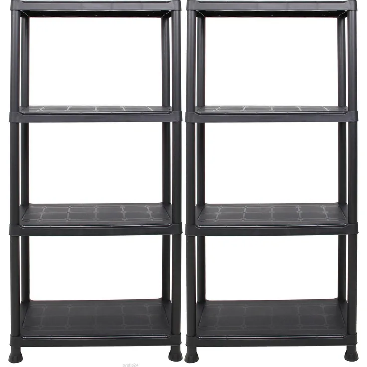 ONDIS24 Steckregal 2x Kunststoffregal, 60 x 30 x 135 (H) cm, 4 Böden, Schwerlastregal, bis zu 80 kg, Regal, Lagerregal - Doppelpack