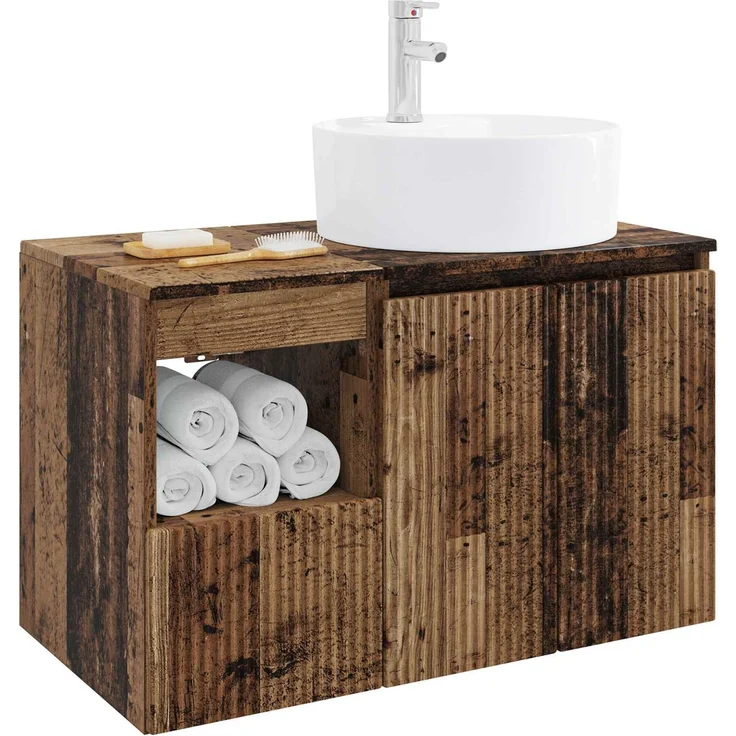 vidaXL Badezimmerschrank-Set 2 stk. Altholz 79,5 x 44,5 x 82 cm 3404082 – Bild 3