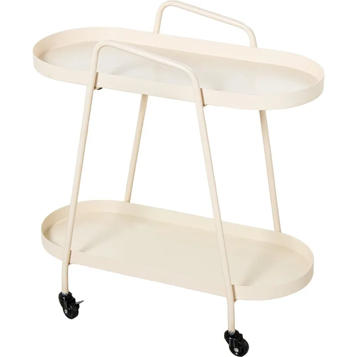 DRW Servierwagen mit Zwei Etagen aus Metall in Weiß, 60 x 28 x 61 cm